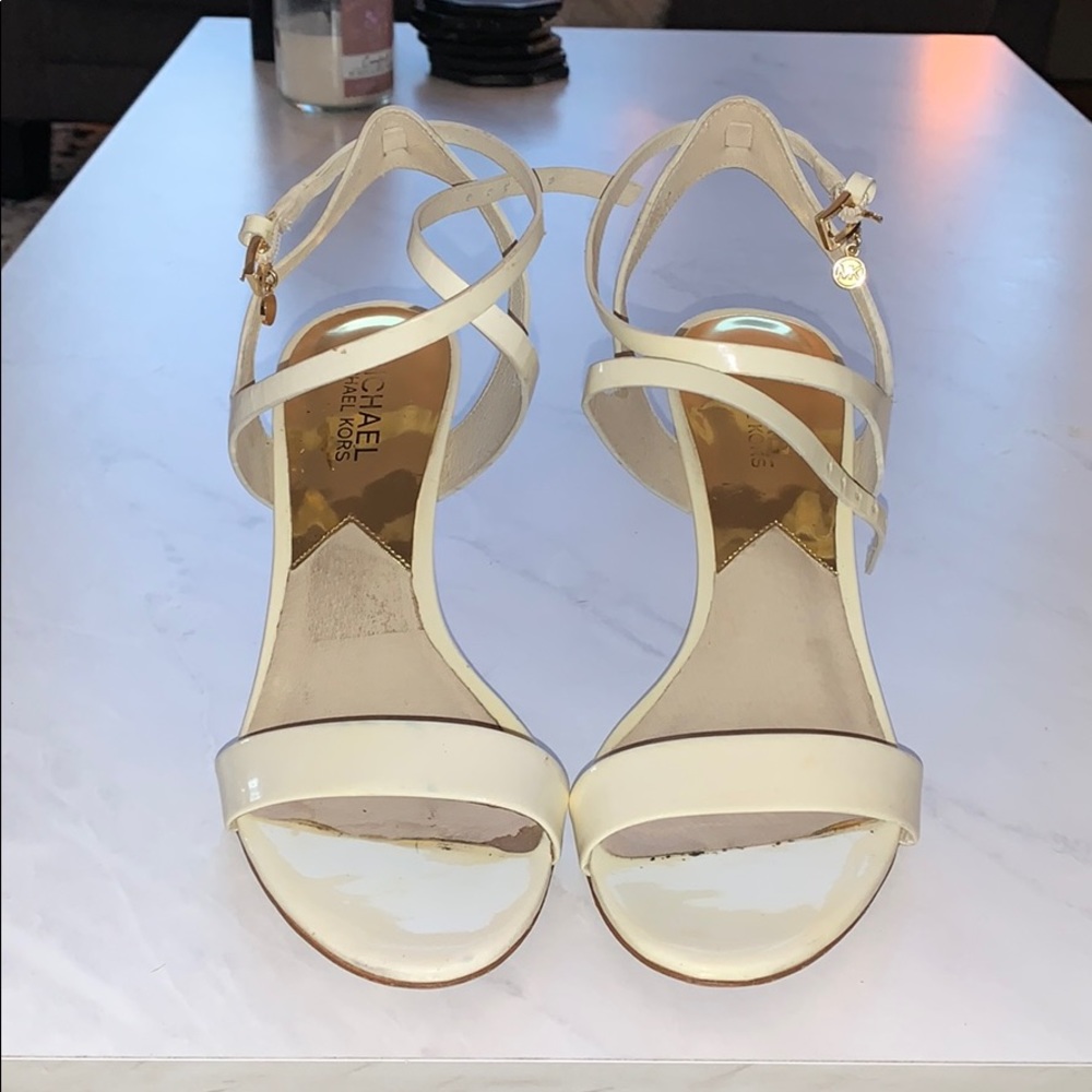 Michael Kors white strappy heels